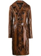 Dsquared2 Snakeskin Effect Coat - Brown