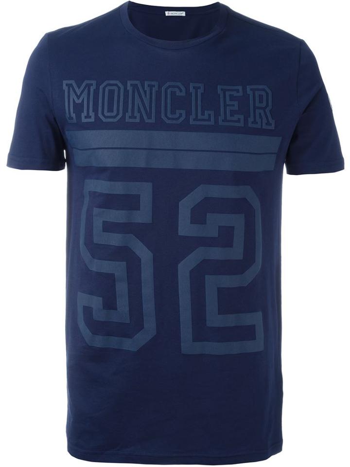 Moncler Logo Print T-shirt, Men's, Size: Xs, Blue, Cotton