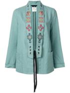 Forte Forte Embroidered Lapel Blazer, Women's, Size: I, Blue, Cotton/linen/flax