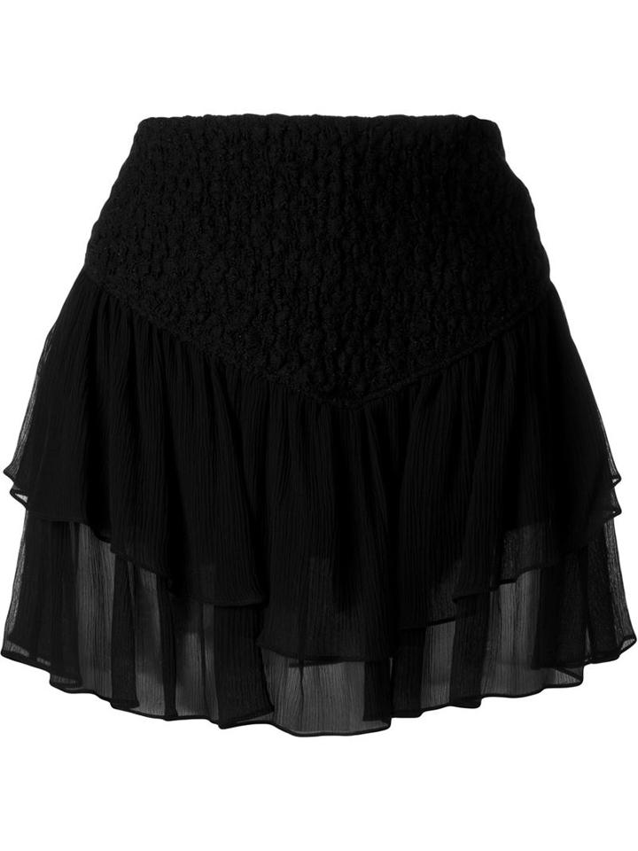 Jay Ahr Tiered Mini Skirt, Women's, Size: 36, Black, Silk/cotton/polyester