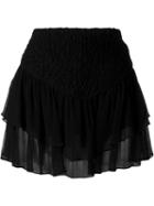 Jay Ahr Tiered Mini Skirt, Women's, Size: 36, Black, Silk/cotton/polyester