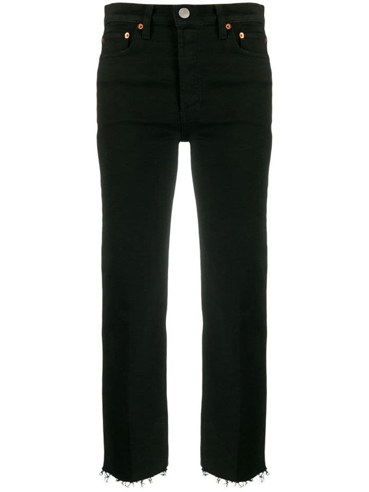 Re/done Frayed Crop Jeans - Black