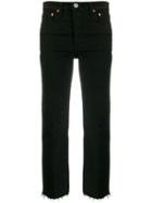 Re/done Frayed Crop Jeans - Black