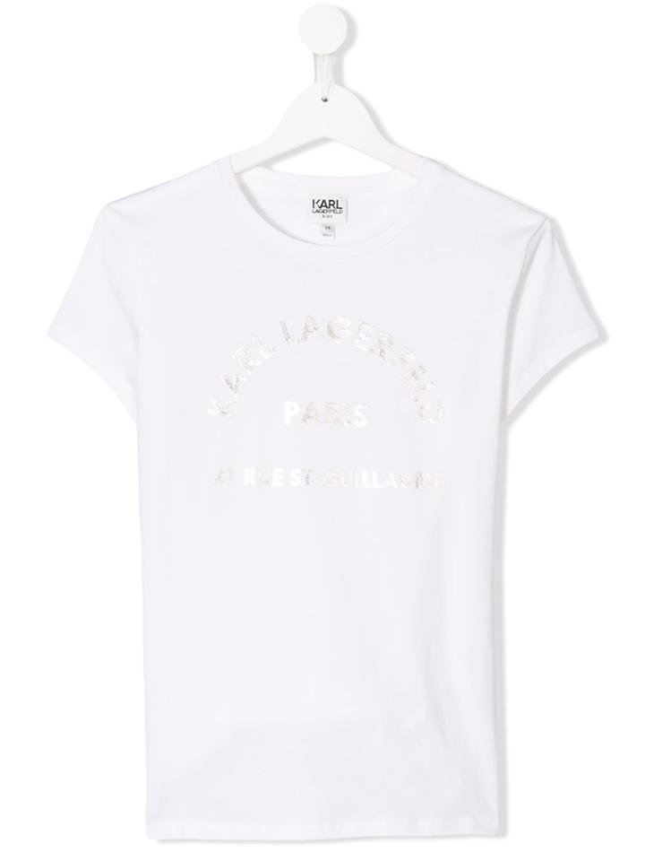 Karl Lagerfeld Kids Teen Logo Print Jersey T-shirt - White