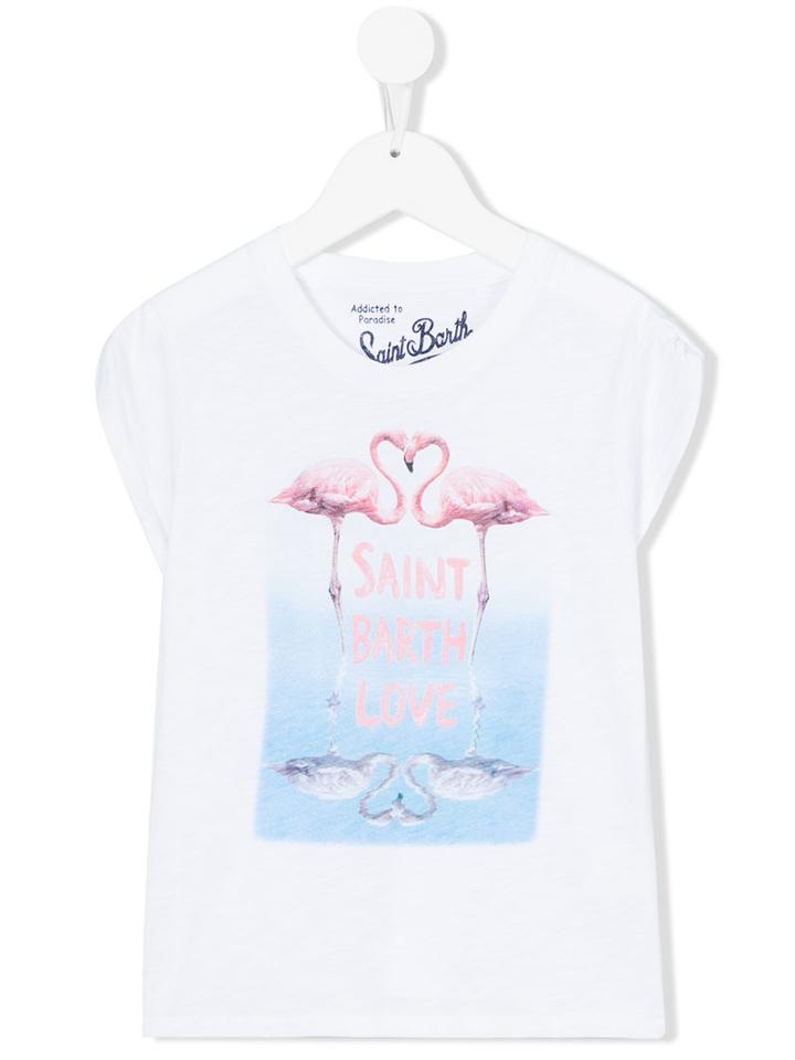 Mc2 Saint Barth Kids - Flamingo T-shirt - Kids - Cotton - 6 Yrs, White
