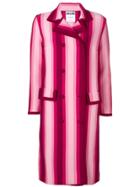 Moschino Striped Double Breasted Coat - Pink & Purple