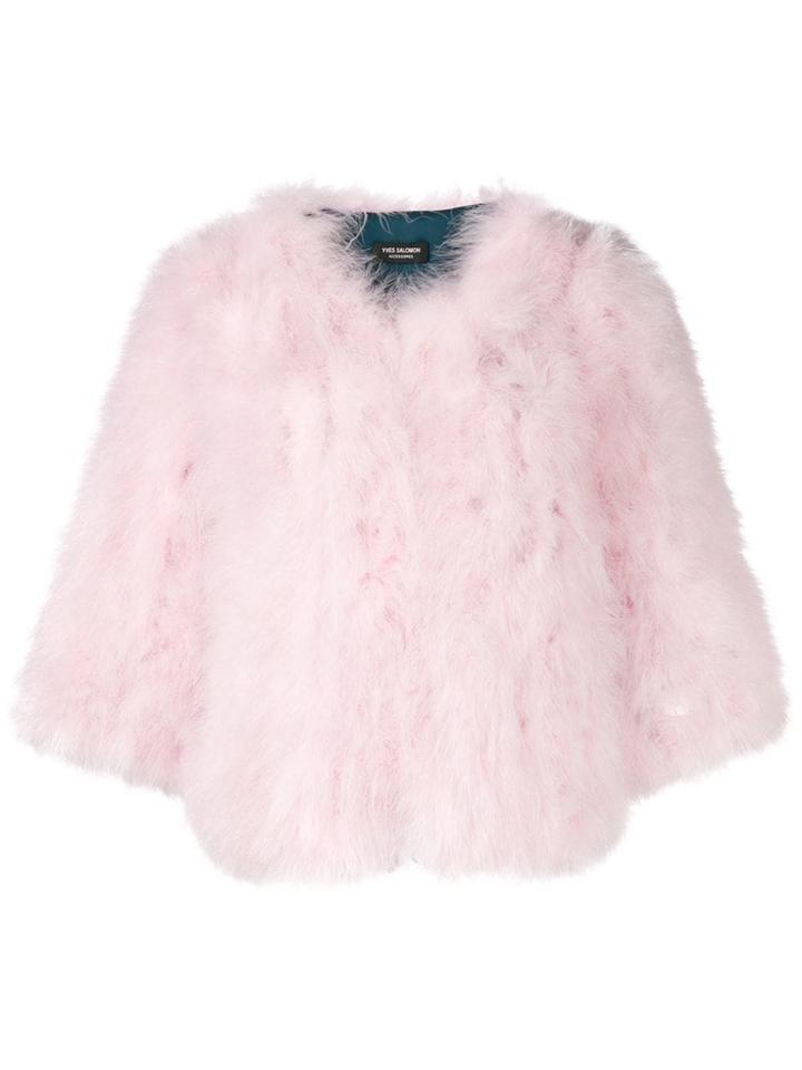 Yves Salomon Collarless Jacket - Pink & Purple