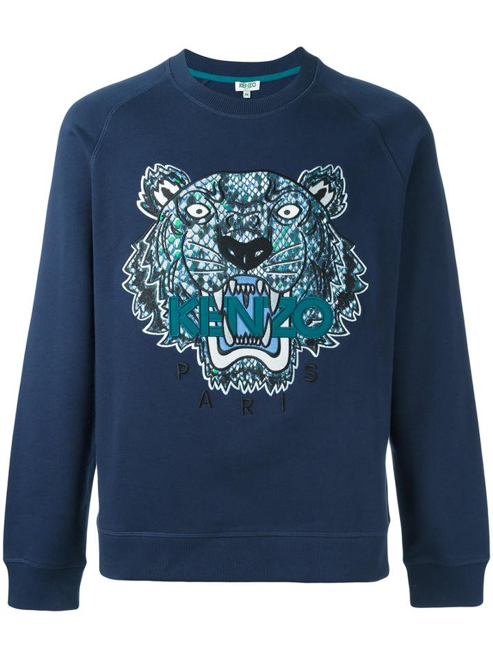 Kenzo Tiger Sweatshirt, Men's, Size: Small, Blue, Cotton/polyester
