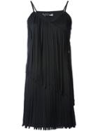 Love Moschino Pleated Trim Dress, Women's, Size: 38, Black, Polyester/cotton