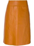 Bottega Veneta Leather Midi Skirt - Brown