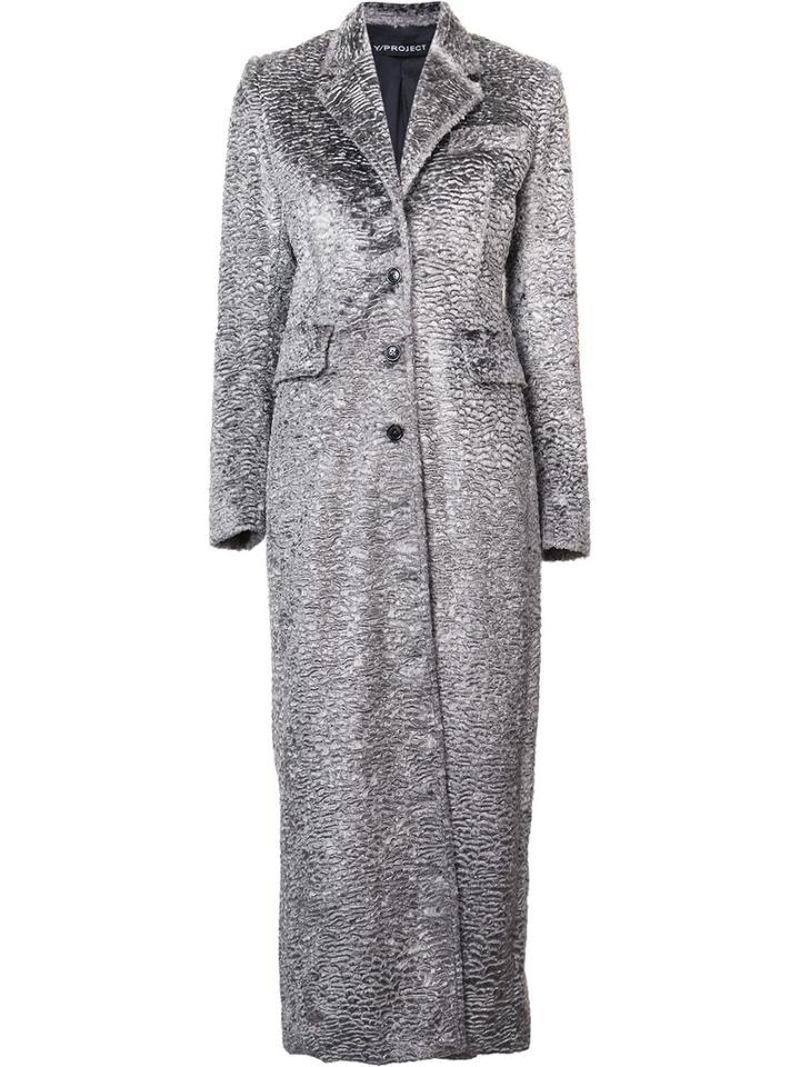Y / Project Textured Single Breasted Coat, Women's, Size: 36, Grey, Cotton/acetate/polyester