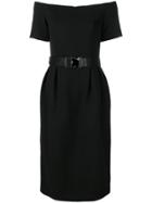 Fendi Belted Wool Dress - Black