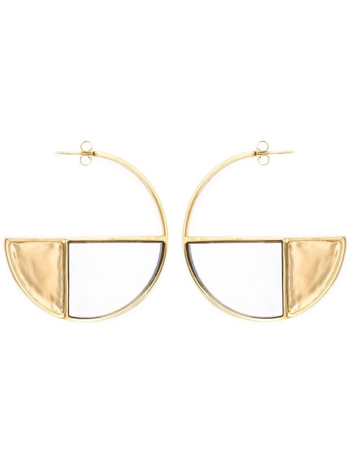 Aurelie Bidermann 'bianca' Reversible Mirror Hoop Earrings - Metallic