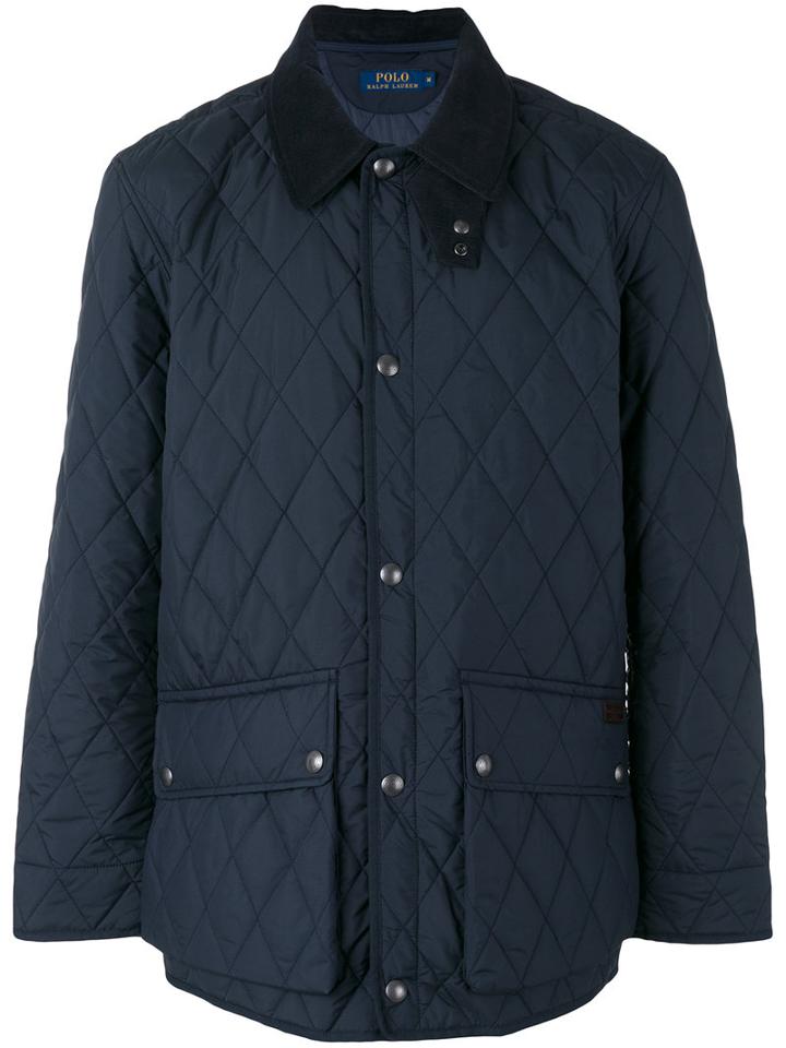 Ralph Lauren Diamond-quilted Jacket, Men's, Size: Small, Blue, Nylon/polyester/calf Leather