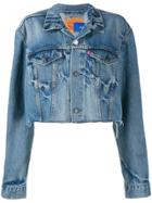 Ji Oh Cropped Denim Jacket - Blue