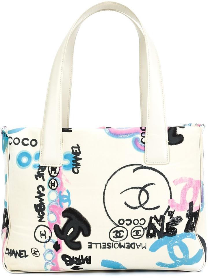 Chanel Vintage Graffiti Canvas Tote