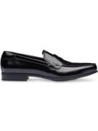 Prada Brushed Leather Penny Loafers - Black