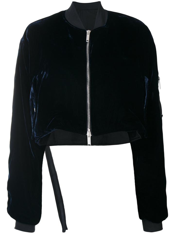 Unravel Project Velvet Chop Bomber Jacket - Blue