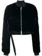 Unravel Project Velvet Chop Bomber Jacket - Blue