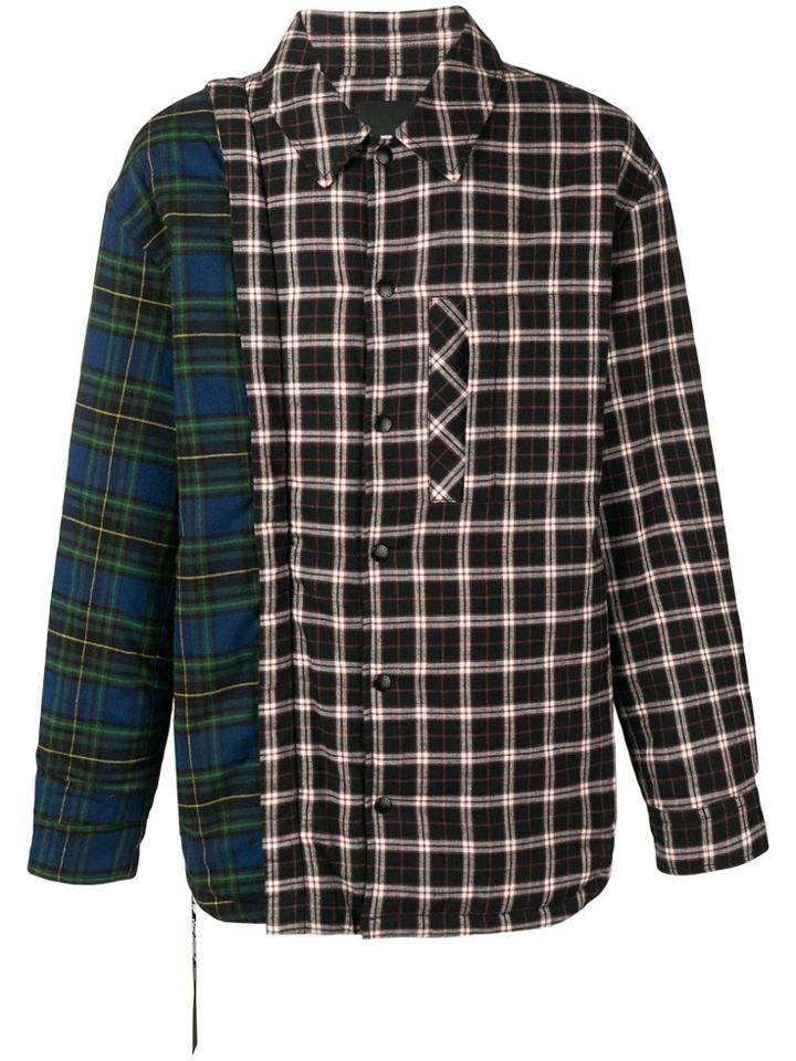 Nona9n Colourblock Plaid Shirt Jacket - Black