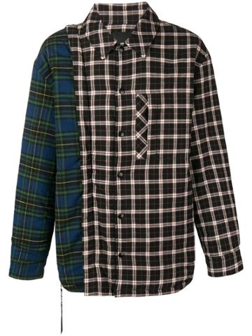 Nona9n Colourblock Plaid Shirt Jacket - Black