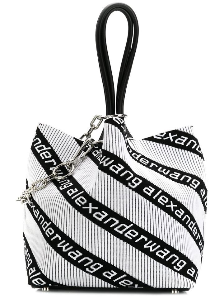 Alexander Wang Logo Stripe Tote Bag - White