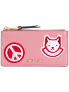 Miu Miu Logo Patch Zip Cardholder - Pink & Purple