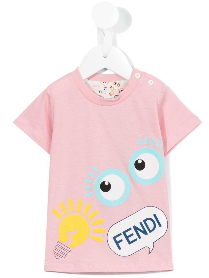 Fendi Kids - Logo Print T-shirt - Kids - Cotton - 24 Mth, Pink/purple