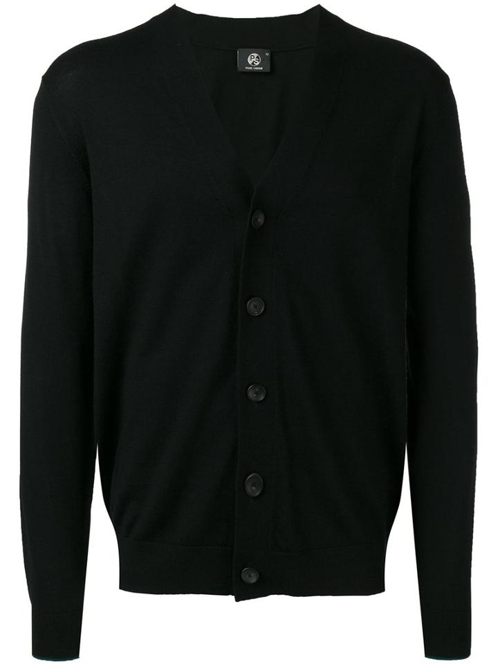 Ps By Paul Smith Button Up Cardigan, Men's, Size: Small, Black, Merino