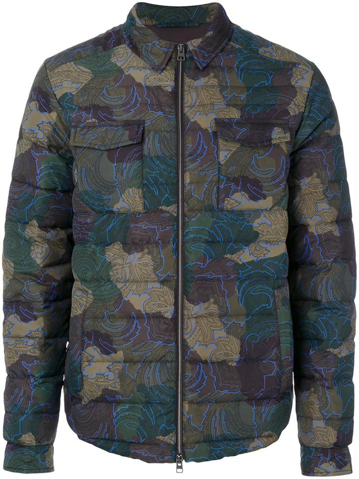 Etro - Camouflage Puffer Jacket - Men - Feather Down/polyamide/polyester/cupro - Xl, Green, Feather Down/polyamide/polyester/cupro