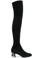 Casadei Chain Heel Thigh High Boots - Black