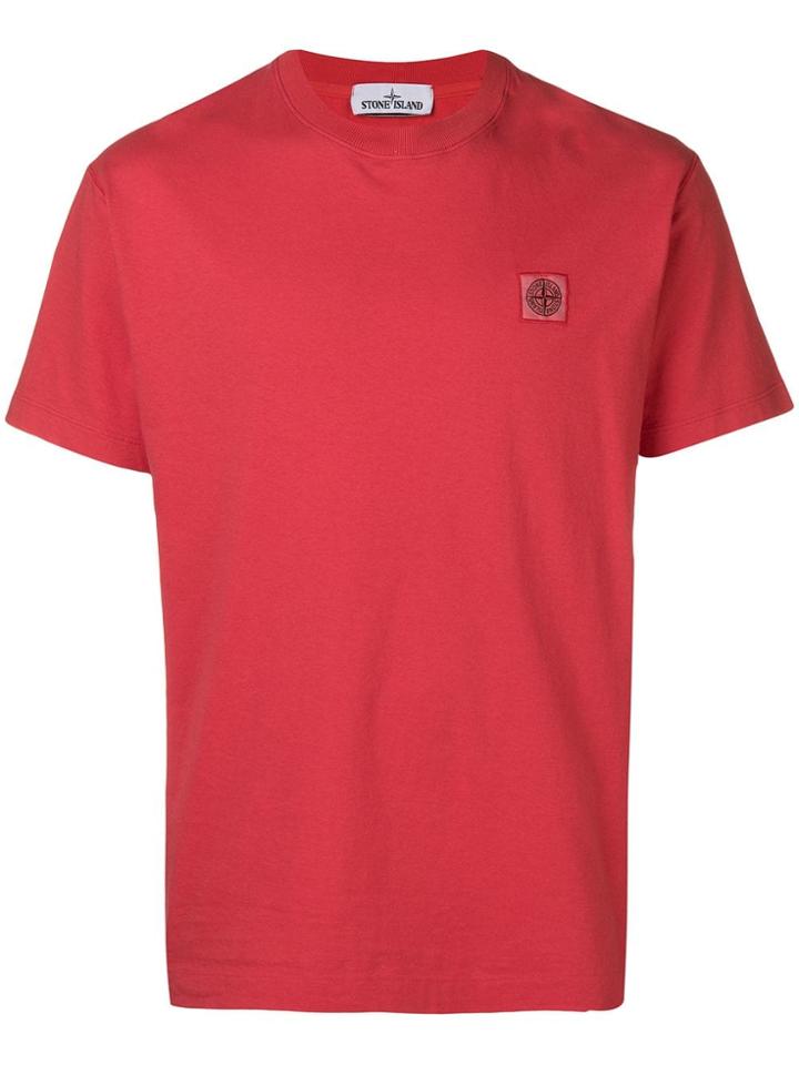 Stone Island Logo Embroidered Crew Neck T-shirt