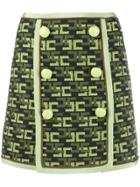 Elisabetta Franchi Buttoned Logo-pattern Skirt - Black