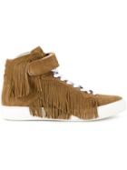 Pierre Hardy Rodeorama Hi-top Sneakers, Men's, Size: 42, Brown, Suede