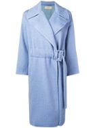 Maison Flaneur Oversized Belted Coat - Blue