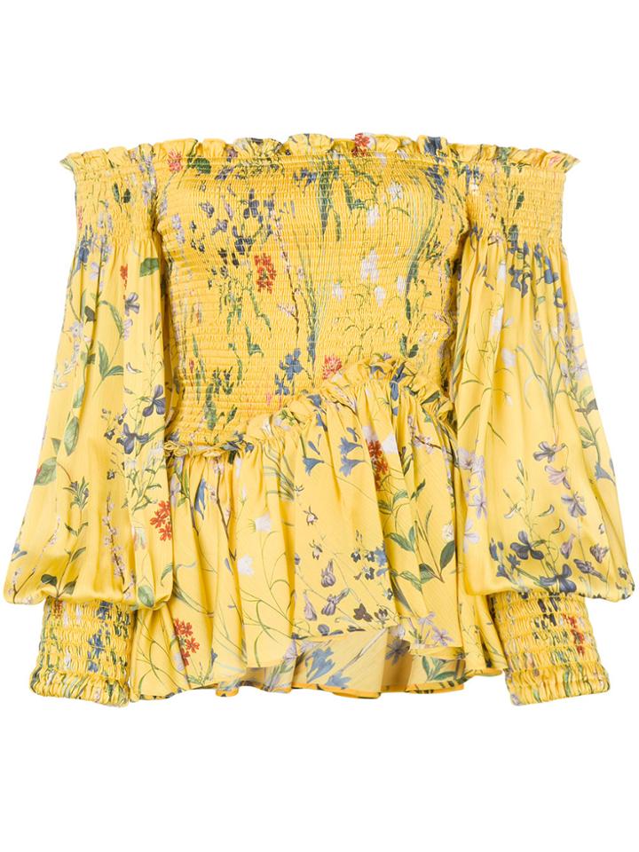 Alexis Floral Off Shoulder Ruched Top - Yellow & Orange