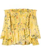 Alexis Floral Off Shoulder Ruched Top - Yellow & Orange