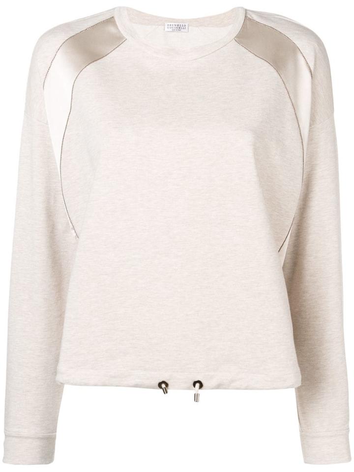 Brunello Cucinelli Satin Stripe Sweatshirt - Neutrals