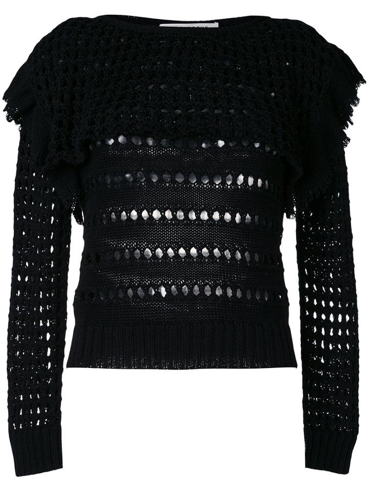 Philosophy Di Lorenzo Serafini - Open Weave Knit Jumper - Women - Cotton - 36, Black, Cotton