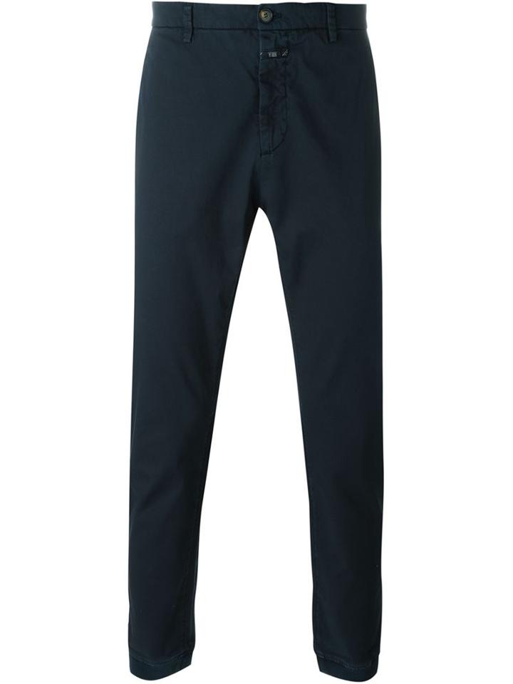 Closed Chino Pants, Men's, Size: 33, Blue, Cotton/elastodiene