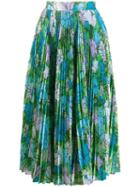Richard Quinn Floral Accordion Skirt - Blue