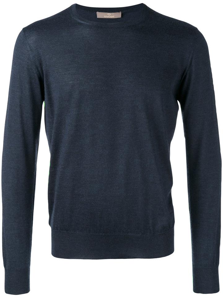 Cruciani Crew Neck Sweater, Men's, Size: 56, Blue, Cashmere