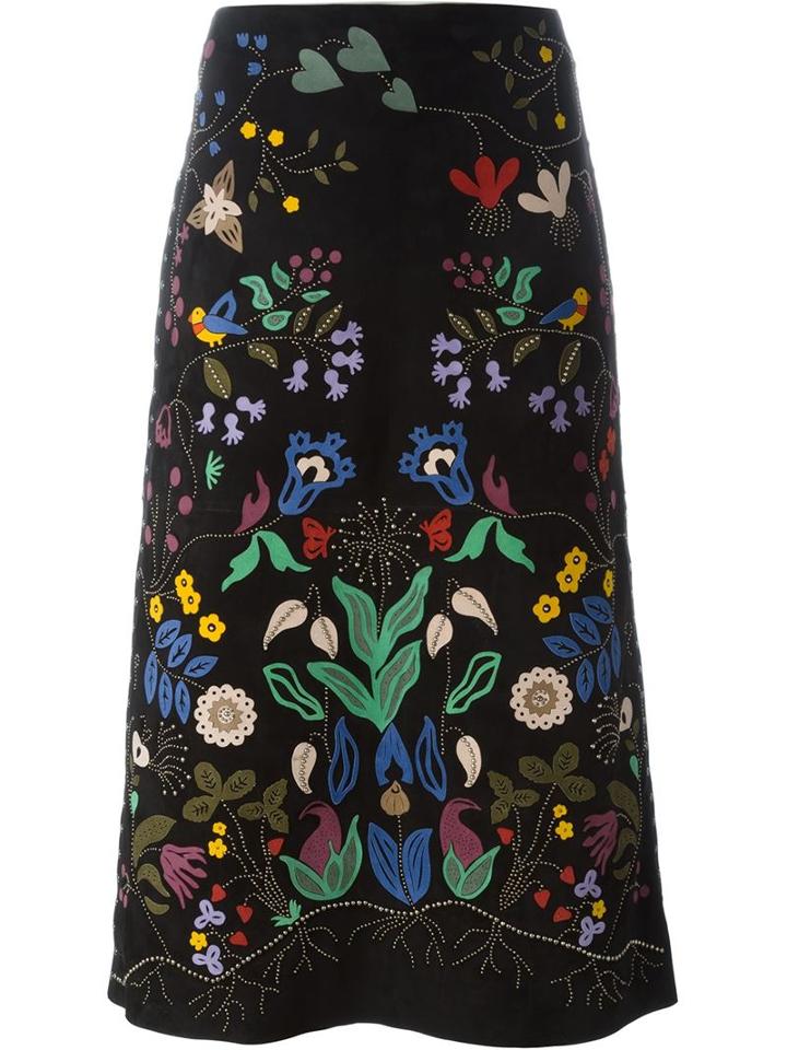 Valentino Appliqué Flower Skirt