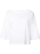 Trina Turk Flared Sleeves Blouse, Women's, Size: Large, White, Cotton