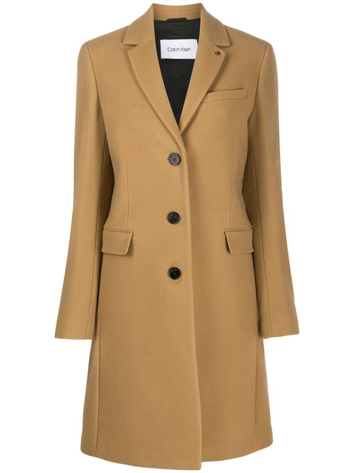 Calvin Klein Single Breasted Coat - Neutrals
