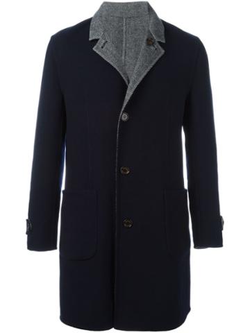 Brunello Cucinelli Single Breasted Coat, Men's, Size: 52, Blue, Cashmere/wool