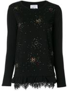 Twin-set Crystal Frill Hem T-shirt - Black