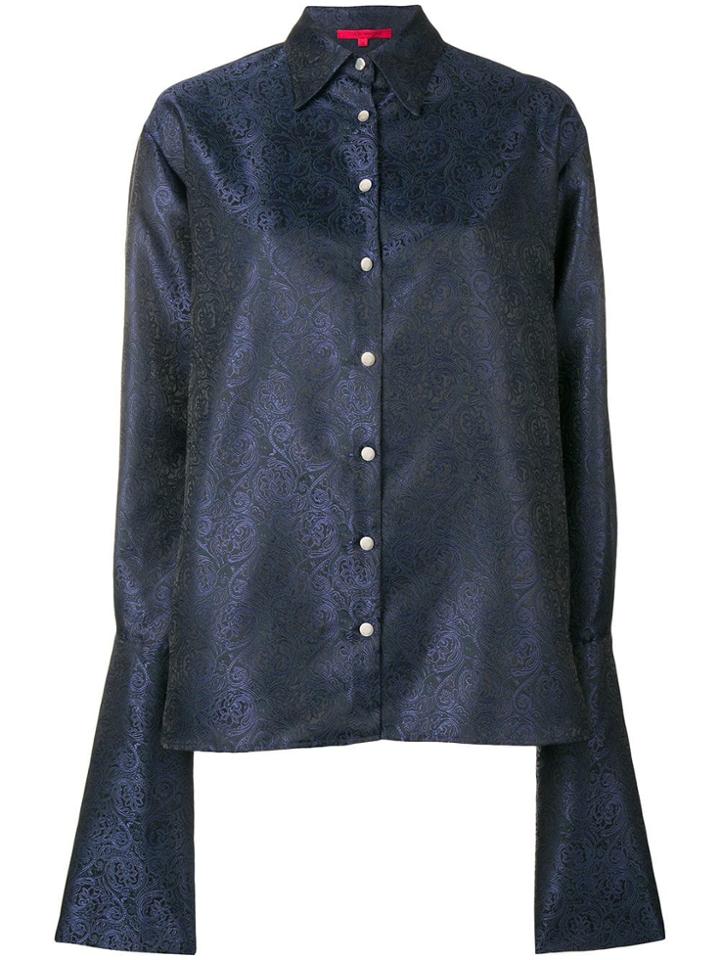 Rouge Margaux Elongated Sleeve Jacquard Shirt - Blue