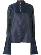 Rouge Margaux Elongated Sleeve Jacquard Shirt - Blue