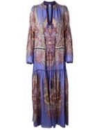 Etro Paisley Print Maxi Dress, Women's, Size: 42, Purple, Silk